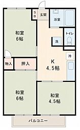 プレジールベア2 3DKの間取図画像