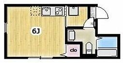 六町Live 3階ワンルームの間取り