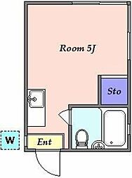 ベル・シャンブル 1階ワンルームの間取り