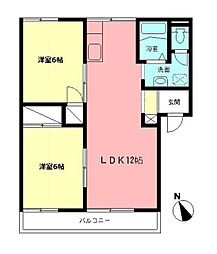 サニーコーポ 2LDKの間取図画像