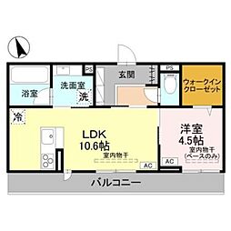 (仮称)D-ROOM福住 A棟 1LDKの間取図画像