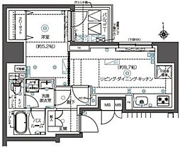 ズーム秋葉原ノース 12階1LDKの間取り