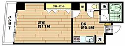 川崎センタービル 3階1DKの間取り