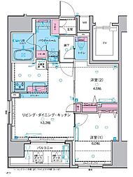 ジェノヴィア浅草2スカイガーデン 2LDKの間取図画像