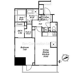朝日マンション五反田 4階1LDKの間取り