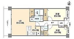 レクセルマンション新越谷 2LDKの間取図画像