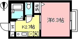 シャーメゾン 1Kの間取図画像