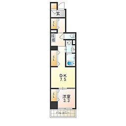 阪神本線 尼崎駅 徒歩4分の賃貸マンション 8階1LDKの間取り