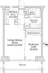 パークフラッツ市谷台町坂 3階1LDKの間取り