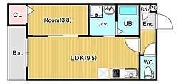 ジーメゾン西大宮ユミト 1LDKの間取図画像