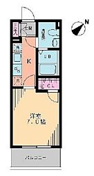 ヴィラ フローリッシュ 4階1Kの間取り