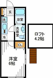 BLUE OCEAN上大岡 1Kの間取図画像