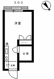 池上マンション 3階ワンルームの間取り