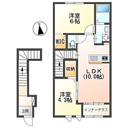 ミルサンク 2階2LDKの間取り