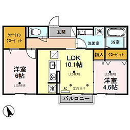ソレイユ町屋 2LDKの間取図画像