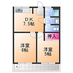 共立マンション 2DKの間取図画像