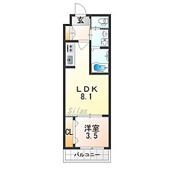 大阪市大正区泉尾1丁目アパート 1LDKの間取図画像