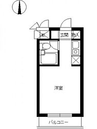 スカイコート元住吉2 ワンルームの間取図画像