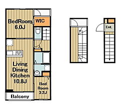 グランハーモニー忠生公園 3階2LDKの間取り