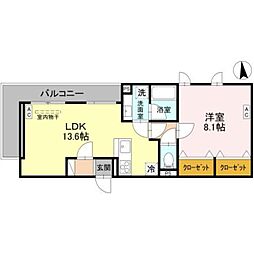 Verde 1LDKの間取図画像