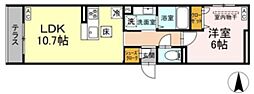 ネオアイリス大森 1LDKの間取図画像
