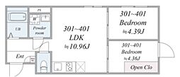 IGREC SHINAGAWA 2LDKの間取図画像