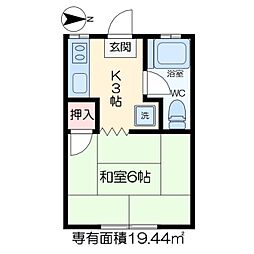 第一コーポ有美 1Kの間取図画像