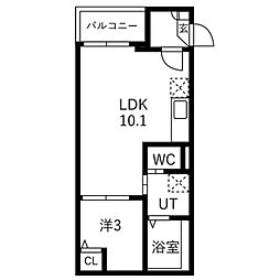 東松山市幸町アパート 1LDKの間取図画像