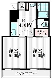 メゾンドヴィラージ 3階2Kの間取り