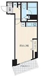 ロワジール三軒茶屋 5階ワンルームの間取り