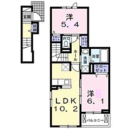 カルム・ヴィラージュ 2LDKの間取図画像