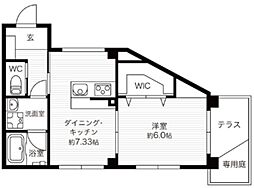 コラボ西北ガーデンズ 1DKの間取図画像
