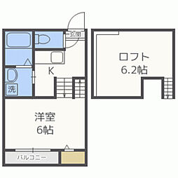 クラリス竹下 1Kの間取図画像