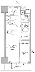 ザ・パークハビオ日本橋茅場町 1LDKの間取図画像