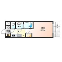 JR東西線 海老江駅 徒歩3分の賃貸マンション 13階1Kの間取り