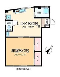 三澤ビル 3階1LDKの間取り