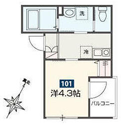 MOMO HOUSE東村山 1階1Kの間取り