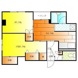 堺フェニックス 2DKの間取図画像