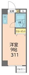 第2藤ビル ワンルームの間取図画像
