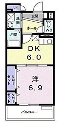 アーバンウィンズ3 6階1DKの間取り