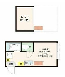 ハーモニーテラス高井戸東 ワンルームの間取図画像