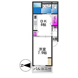 Bellevue生野西 1DKの間取図画像