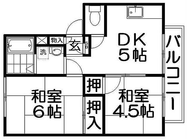 石橋ハイツＡ棟 ｜大阪府寝屋川市高柳５丁目(賃貸アパート2DK・2階・32.00㎡)の写真 その2