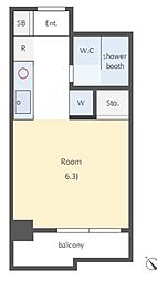 ワコーレ四ツ木 1階ワンルームの間取り
