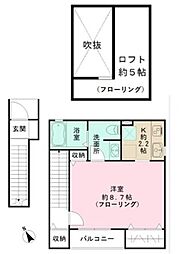 グランヴィスタ四ツ谷 2階1Kの間取り