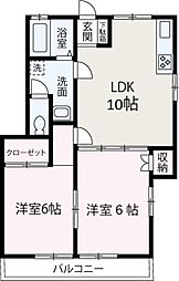 ビラ・エクセレント 1階2LDKの間取り