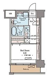 ラグゼナ北千住 10階1Kの間取り