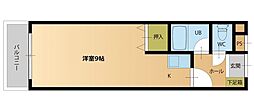 筥松パークマンション ワンルームの間取図画像