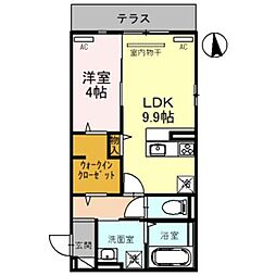フィーアカーサA 1LDKの間取図画像