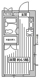 シャローム駒場 ワンルームの間取図画像